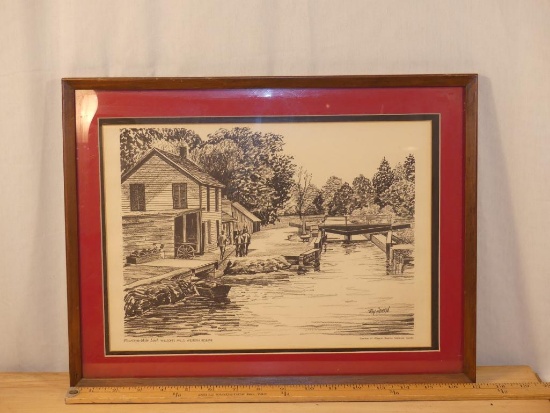 Fourteen Mile Lock, Willson's Mills, Western Reserve Drawing by Roy Hearn