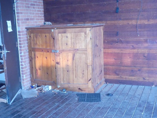 Wooden Box & Wood Planks on Wall