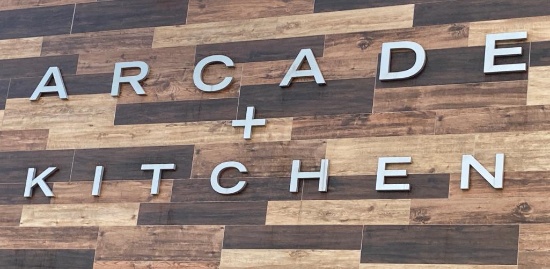 Arcade + Kitchen Metallic Silver Block Letter Sign