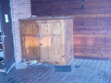 Wooden Box & Wood Planks on Wall