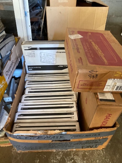 Group of exit signs and box lights