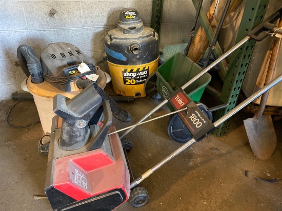 Leftover shop vacs, 110v snowblower and seeder
