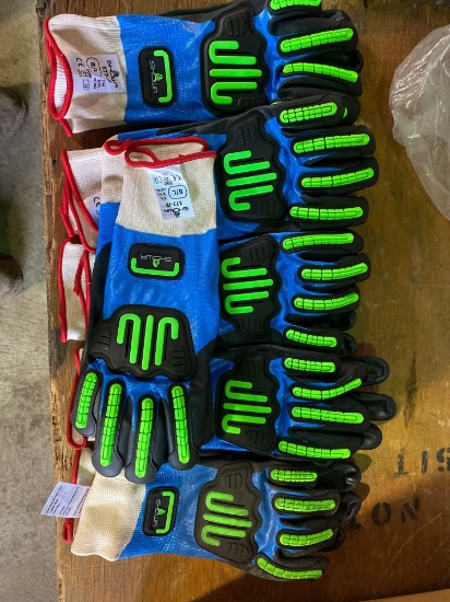 (6) New Showa Co rubber padded mechanics gloves