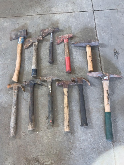 Assorted axes and hammers