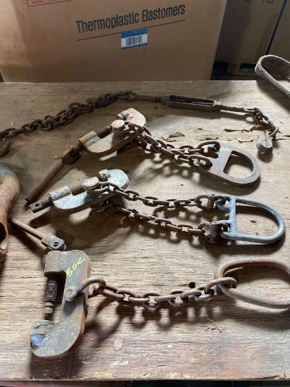 (4) assorted clamps & chains