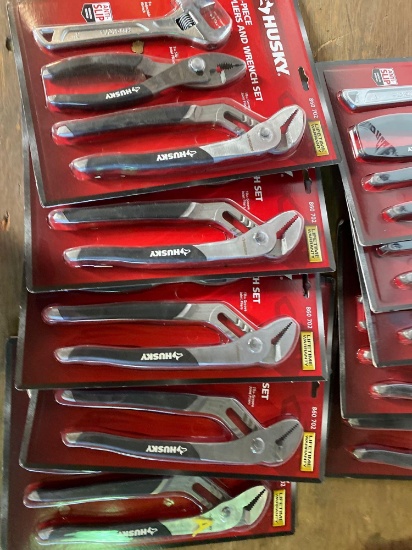 (5) New Husky 3 pc Pliers and Wrench Sets-Times 5