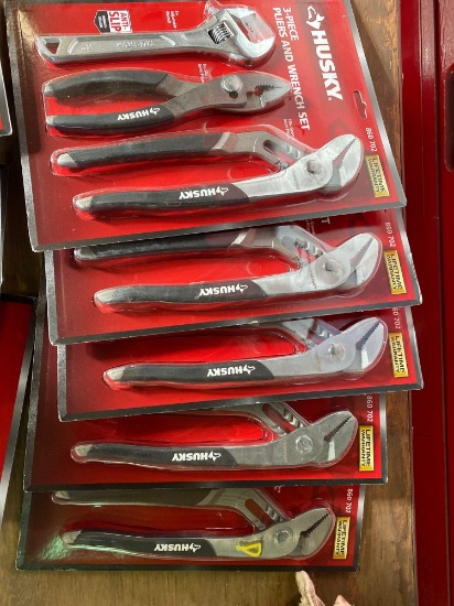 (5) New Husky 3 pc Pliers and Wrench Sets-Times 5
