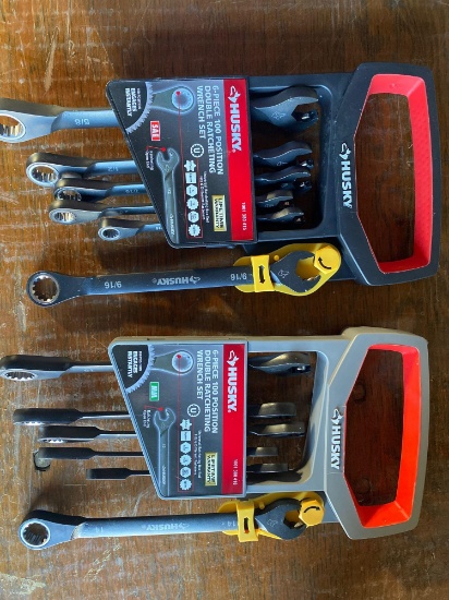 (2) New Husky Ratcheting 6 pc Wrench Sets. 1 Sae, 1 Metric