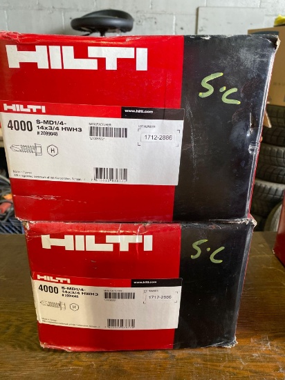 (2) New boxes of Hilti 14x3/4 self tapping screws (8000 pcs)