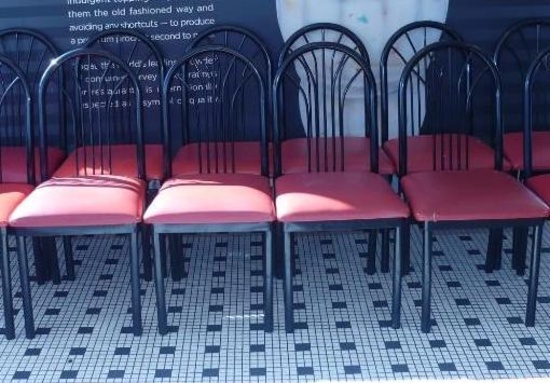 Black Framed Chairs with Red Vinyl X 8