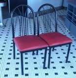 Black Framed Chairs with Red Vinyl X 4