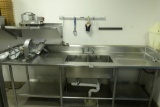 Two Compartment Stainless Steel Commercial Sink with Drainboards & Faucet