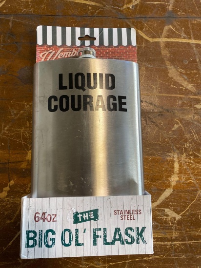 New 64oz Liquid Courage Flask approx 12 in tall