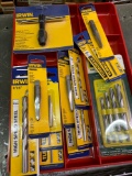 Assorted tool tray of Hanson/others, bits, extractors and tap and drill sets
