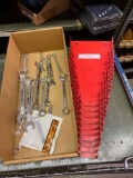 (10) wrench holders and assorted wrenches