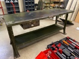 Vintage Hallowell Co Metal 6ft Work Bench, 30 in wide