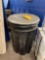 Steel trash can approx 34in tall