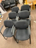 (6) Side Arm Black Upholstered Waiting Room Chairs
