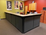 Modern Reception Desk with (4) Under Counter File Cabinets and (2) Under Desk Keyboard Trays