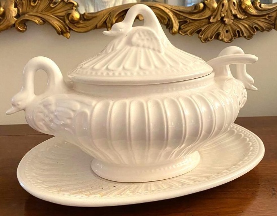 Swan Soup Tureen and Serving Platter