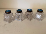 Metallic Blue Topped Crystal Salt & Pepper Shakers (4)