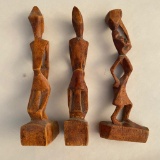 Trio of Kenyan Carved Wooden Sculptures