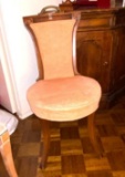 Unique High Back Rose Colored Upholstered Side Chair