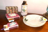 Antique Porcelain Lighter, Ashtray & Italian Ceramic Matchbook Holders