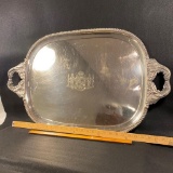 Extra Large Silverplated Platter with Etched Crest