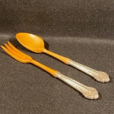 wooden and sterling silver serving utensils