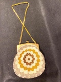 Vintage Beaded Purse with Gold Clasp & Optional Strap