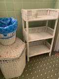 White Wicker Bathroom Shelf & Accessories