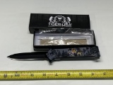 Tiger USA NEW spring assisted knife, wolf landscape