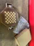 Small wooden chess/checkers set
