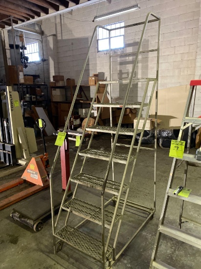 Alco-Lite aluminum rolling shop ladder approx 6ft