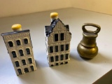 Pair of KLM Bols Amsterdam figurines and blueprint weight