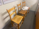 (3) wood chairs. No contents