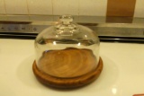 Cheese / Storage Glass Dome with Teak Wood Base Plate