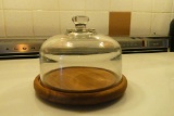 Cheese / Storage Glass Dome with Teak Wood Base Plate