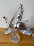 3 Crystal Sculptures with 24K gold