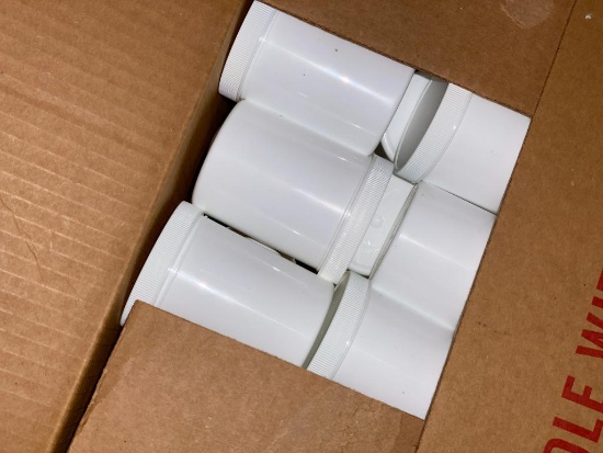 Case of White Canisters with Lids
