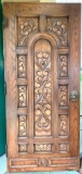 Vintage Carved Solid Wood Door with Antique Hardware