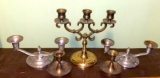 Solid Brass and Pewter Candelabra and Candle Stick Holders