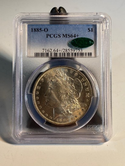 1885O Morgan Silver Dollar, graded MS64+ by PCGS