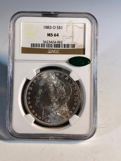 1883O Morgan Silver Dollar, graded MS64 by NGC
