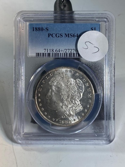 1880S Morgan Silver Dollar, graded MS64 by PCGS