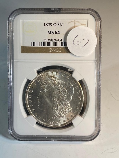 1899O Morgan Silver Dollar, graded MS64 by NGC
