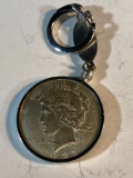 1923 Peace Silver Dollar with keychain bezel