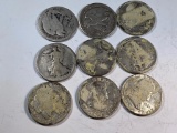 9- Cull 90% Silver Half Dollar, walking liberty and Franklin