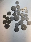 Lot of Assorted Copper Nickels Foreign coins, some vintage, a few aluminum coins mixed in as well